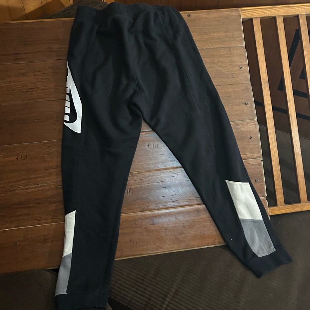Black Joggers with White and Gray Accents
